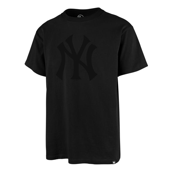 The model is wearing this MLB New York Yankees Imprint ’47 Echo T-Shirt in black. 1