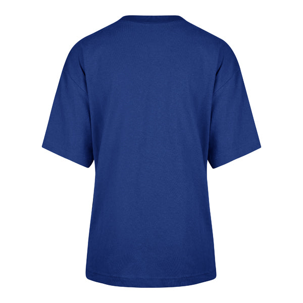The model is wearing this MLB Los Angeles Dodgers Womens Scatter Star ’47 Foundation T-Shirt in blue. 2