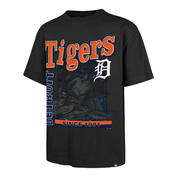The model is wearing this MLB Detroit Tigers Speed Burst ’47 Foundation T-Shirt in black. 1