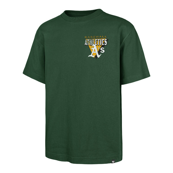 The model is wearing this MLB Athletics Under Bar ’47 Foundation T-Shirt in dark green. 1