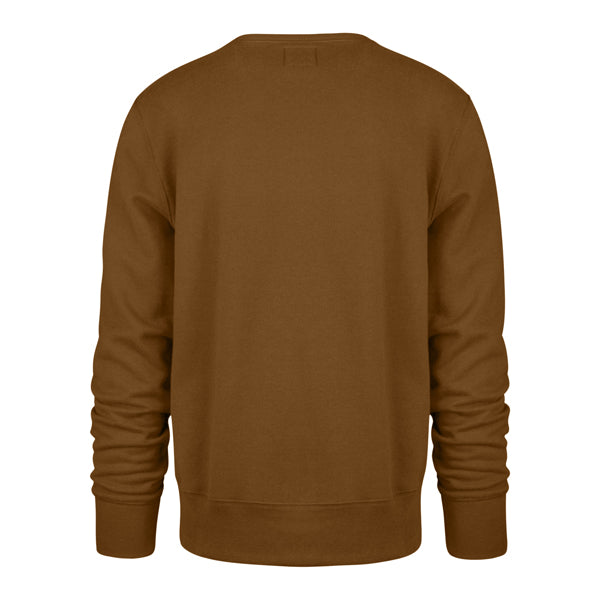 The model is wearing this MLB New York Yankees Base Runner ’47 Burnside Crewneck Sweatshirt in dark brown. 2