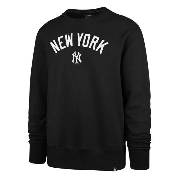 The model is wearing this MLB New York Yankees Imprint ’47 Burnside Crewneck Sweatshirt in black. 1