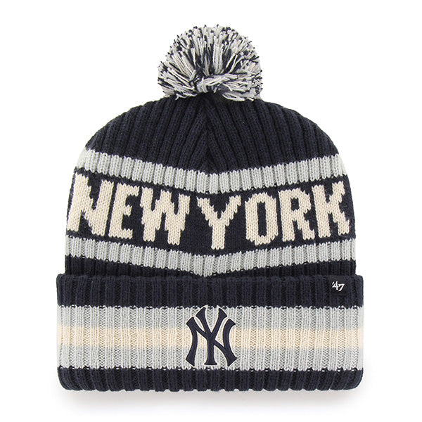 Pictured is this MLB New York Yankees Bering ’47 CUFF KNIT beanie cap in navy. 1