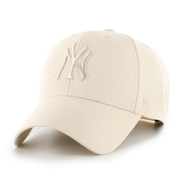 Pictured is this MLB New York Yankees Ballpark ’47 MVP cap in natural and mojave. 1
