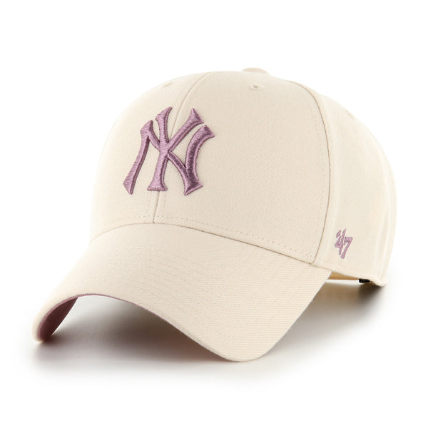 Pictured is this MLB New York Yankees Ballpark ’47 MVP cap in natural and mauve. 1