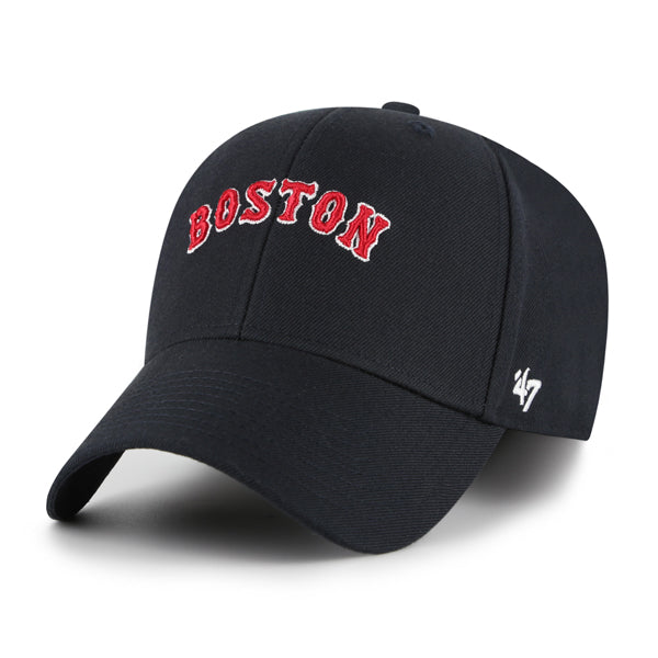 Pictured is this MLB Boston Red Sox Ballpark Script Shot ’47 MVP cap in navy. 2