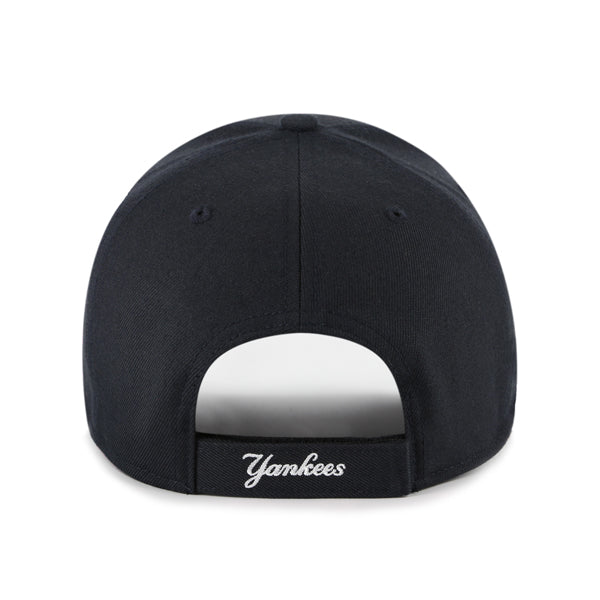Pictured is this MLB New York Yankees Ballpark Script Shot '47 MVP cap in navy. 2