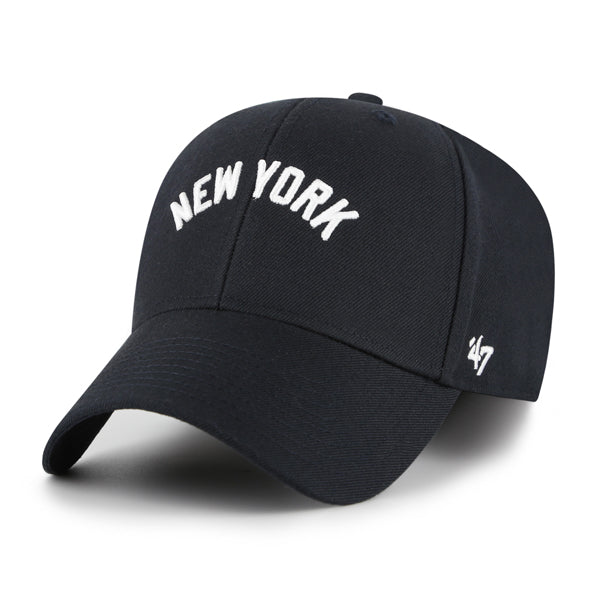 Pictured is this MLB New York Yankees Ballpark Script Shot ’47 MVP cap in navy. 4