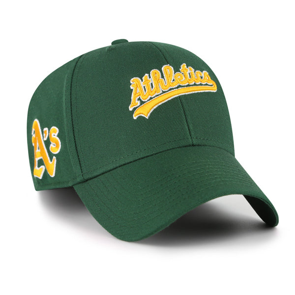Pictured is this MLB Athletics Ballpark Script Shot ’47 MVP cap in green. 1