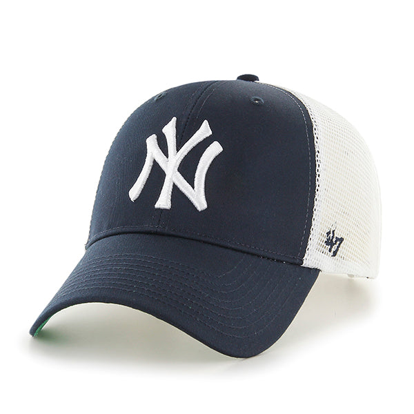 Pictured is this MLB New York Yankees Branson ’47 MVP cap in navy. 1