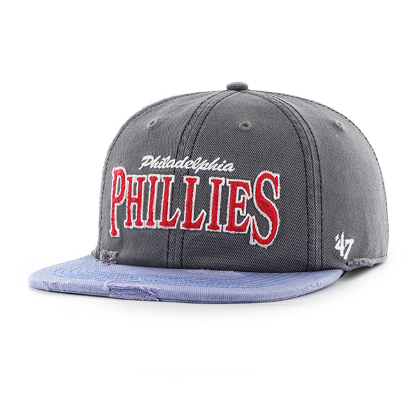 Pictured is this MLB Philadelphia Phillies Cragged ’47 CAPTAIN cap in dark grey. 1