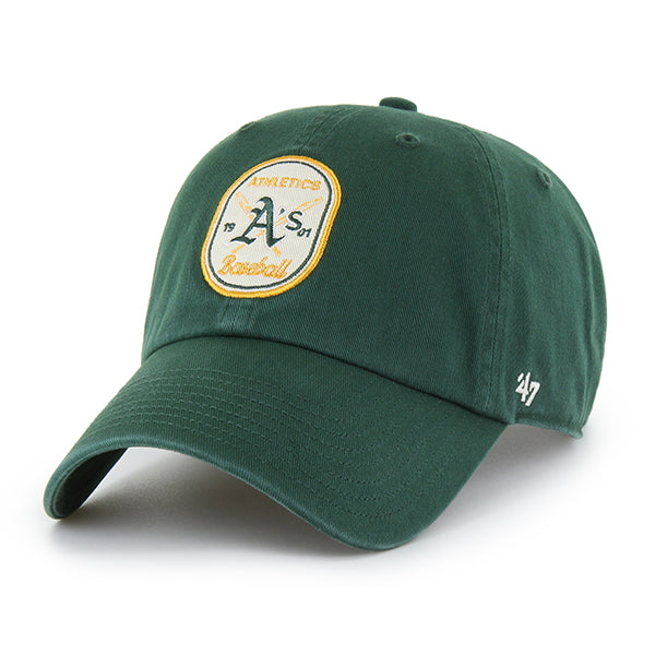 Pictured is this MLB Oakland Athletics Crosspatch ’47 CLEAN UP cap in dark green. 1