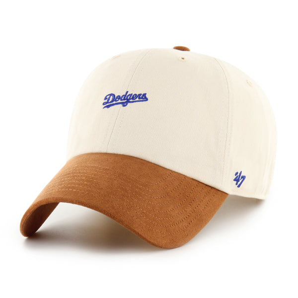 Pictured is this MLB Los Angeles Dodgers Script Suede Visor ’47 CLEAN UP cap in natural. 1