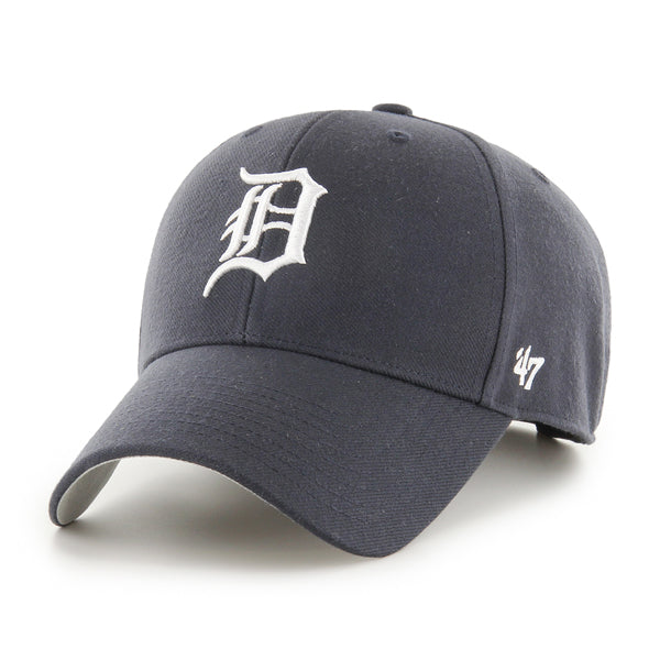 Pictured is this MLB Detroit Tigers ’47 MVP cap in navy. 1