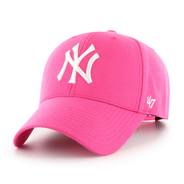 Pictured is this MLB New York Yankees Snapback ’47 MVP cap in pink. 1
