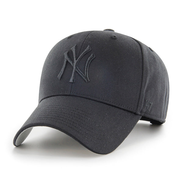 Pictured is this MLB New York Yankees Raised Basic ’47 MVP cap in black on black. 1
