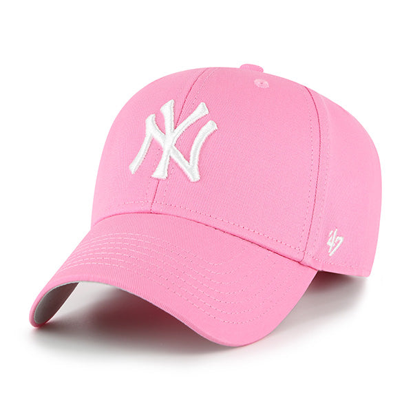 Pictured is this MLB New York Yankees Raised Kids ’47 MVP cap in rose pink. 1