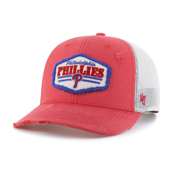 Pictured is this MLB Philadelphia Phillies Salvage ’47 TRUCKER cap in red. 1