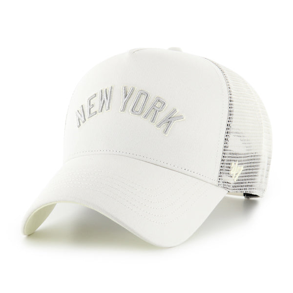 Pictured is this MLB New York Yankees Soft Glow Script ’47 OFFSIDE DT cap in white and digital yellow. 1