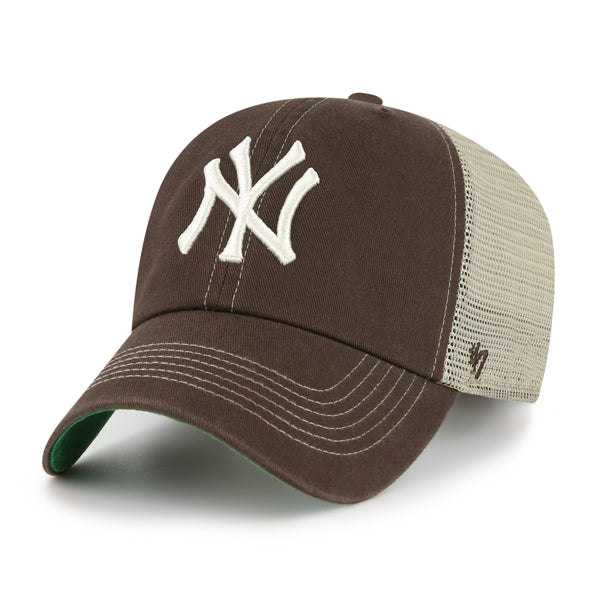 Pictured is this MLB New York Yankees Trawler ’47 CLEAN UP cap in brown. 1