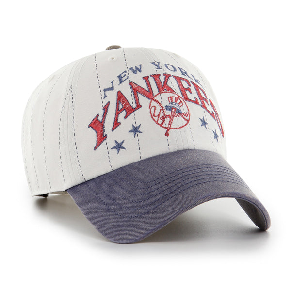 Pictured is this MLB New York Yankees Cooperstown Graphic Pinstripe ’47 CLEAN UP cap in white. 2