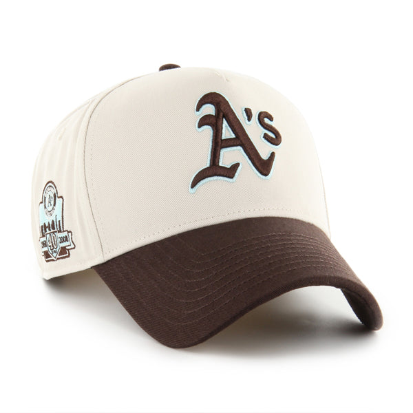 Pictured is this MLB Athletics Cooperstown Sure Shot ’47 MVP cap in natural. 1