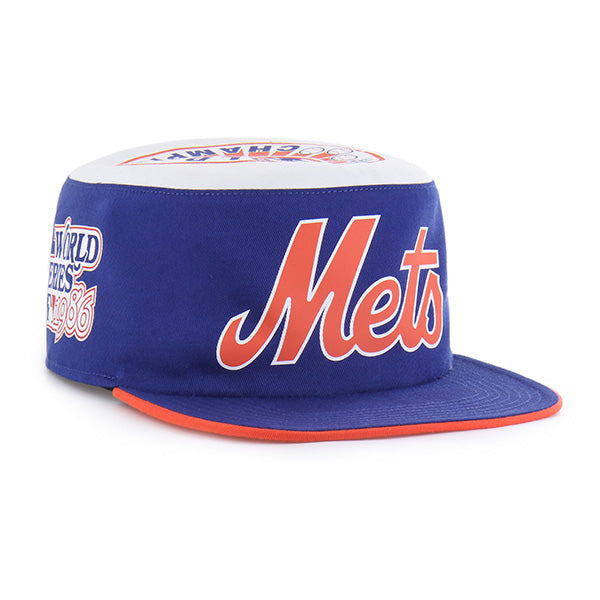 Pictured is this MLB New York Mets 86 Mets ’47 PILLBOX cap in blue. 1