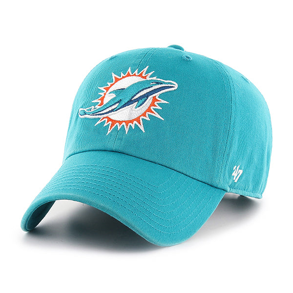 Pictured is this NFL Miami Dolphins ’47 CLEAN UP cap in medium blue. 1