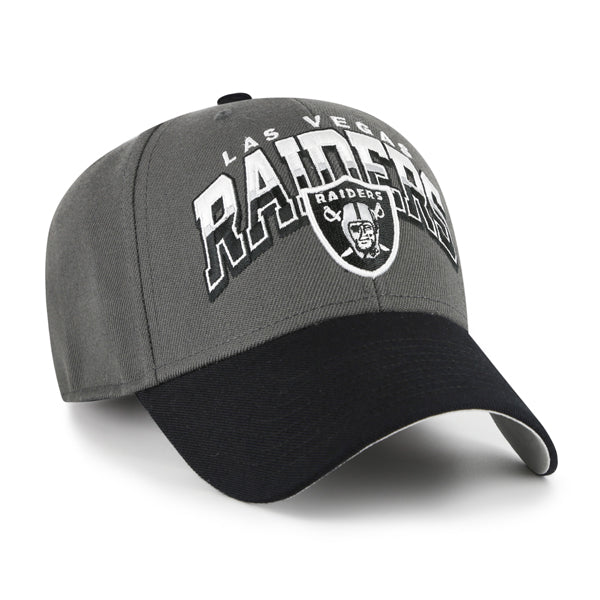 Pictured is this NFL Las Vegas Raiders Split Block ’47 MVP cap in charcoal. 2