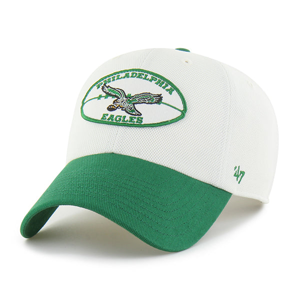 Pictured is this NFL Philadelphia Eagles Pique Patch ’47 CLEAN UP cap in white & green. 1
