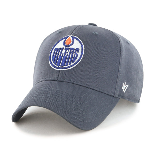 Pictured is this NHL Edmonton Oilers Legend ’47 MVP cap in navy. 1