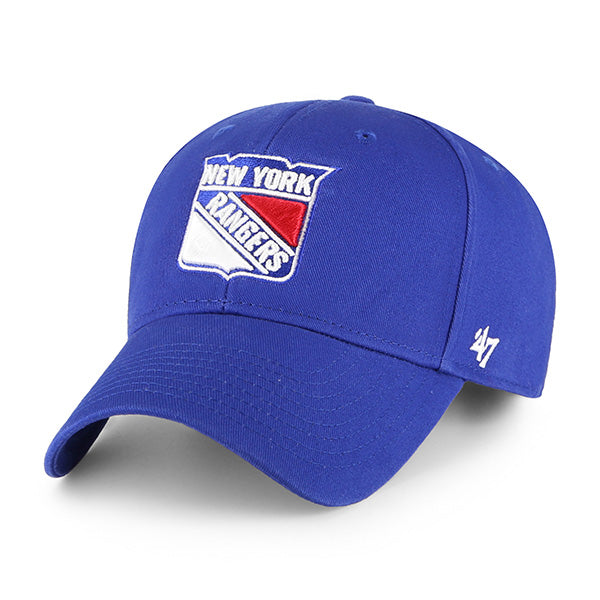 Pictured is this NHL New York Rangers Legend ’47 MVP cap in blue. 1