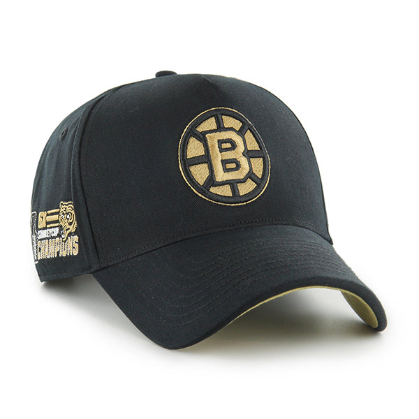Pictured is this NHL Boston Bruins Sure Shot ’47 MVP cap in black. 1