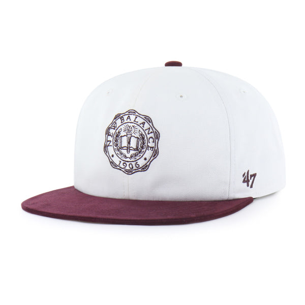Pictured is this New Balance Arch Suede ’47 CAPTAIN RL cap in white & red. 1