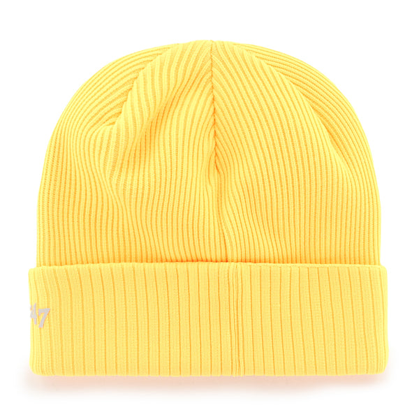 Pictured is this New Balance Reflect ’47 CUFF KNIT beanie cap in medium orange. 2