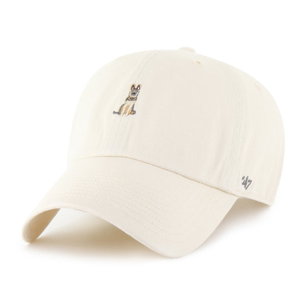 Pictured is this Dog Icon German Shepherd Base Runner ’47 CLEAN UP cap in natural. 1