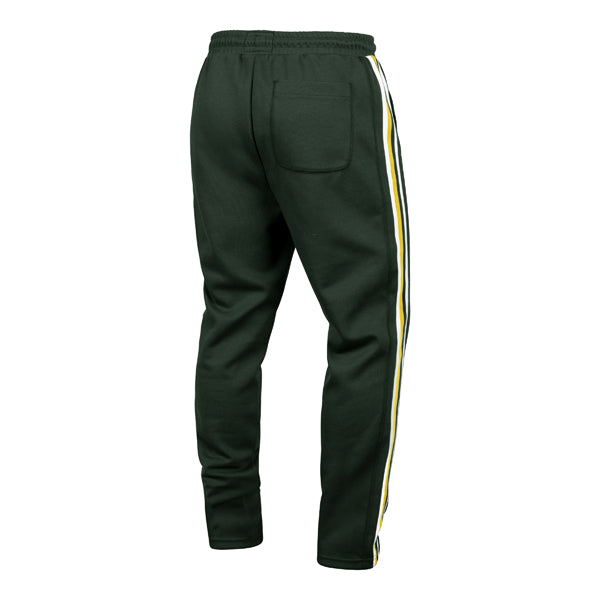 The model is wearing these MLB Oakland Athletics Jetway ’47 Track Pants in dark green. 2