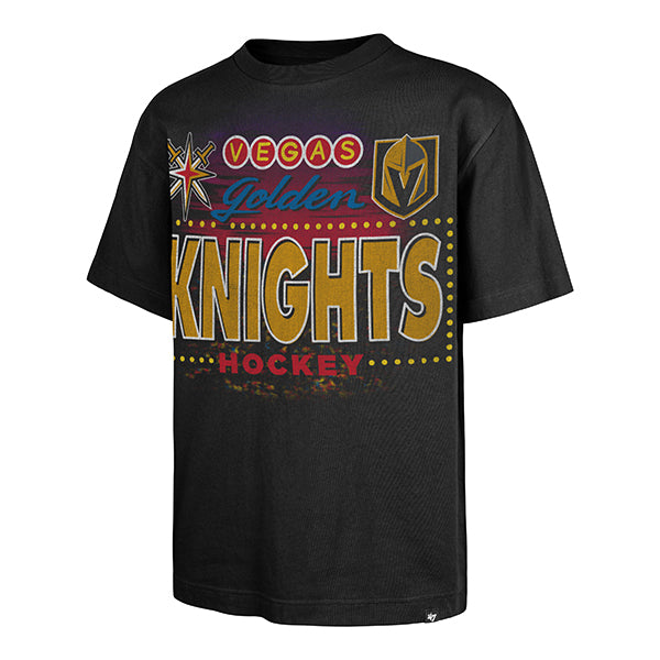 The model is wearing this NHL Vegas Golden Knights Sigma ’47 Foundation T-Shirt in black. 1