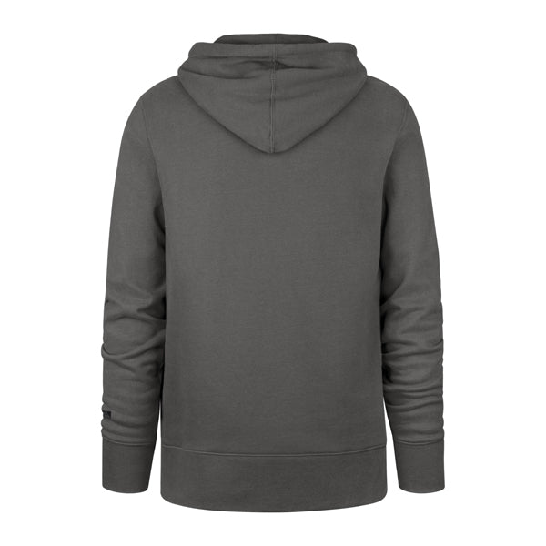 The model is wearing this MLB New York Yankees Base Runner Burnside ’47 Hoodie in charcoal. 2