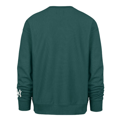 The model is wearing this MLB New York Yankees Buttress ’47 Foundation Crewneck Sweatshirt in green. 2