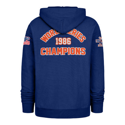 The model is wearing this MLB New York Mets 86 ’47 Foundation Hoodie in blue. 2