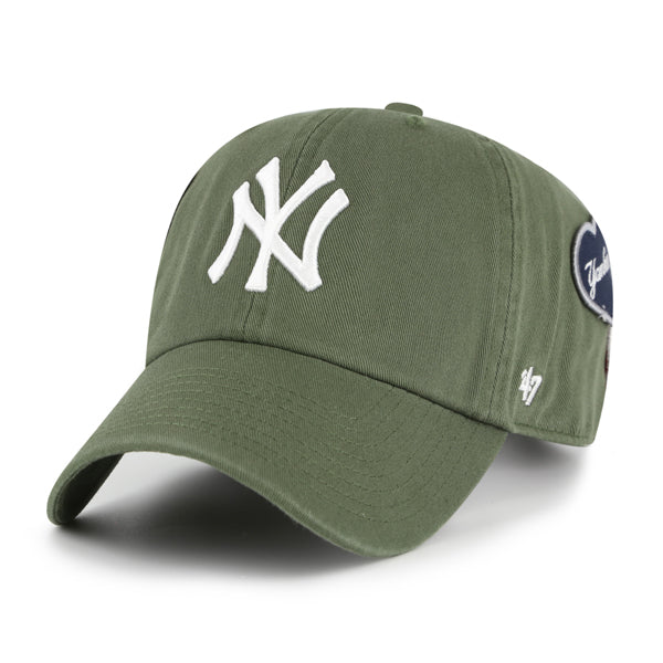 Pictured is this MLB New York Yankees Badges '47 CLEAN UP cap in medium brown. 2