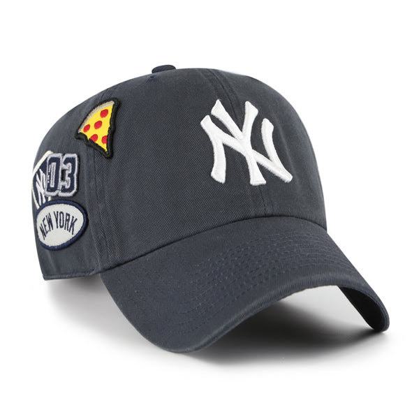 Pictured is this MLB New York Yankees Badges '47 CLEAN UP cap in navy. 1