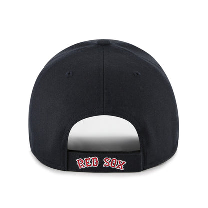 Pictured is this MLB Boston Red Sox Ballpark Script Shot '47 MVP cap in navy. 3