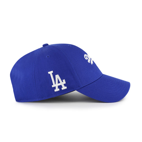 Pictured is this MLB Los Angeles Dodgers Ballpark Script Shot '47 MVP cap in green. 3