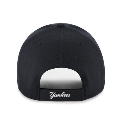 Pictured is this MLB New York Yankees Ballpark Script Shot '47 MVP cap in navy. 2
