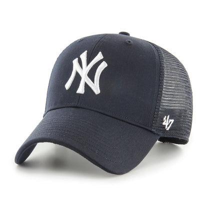 Pictured is this MLB New York Yankees Branson ’47 MVP cap in navy. 1