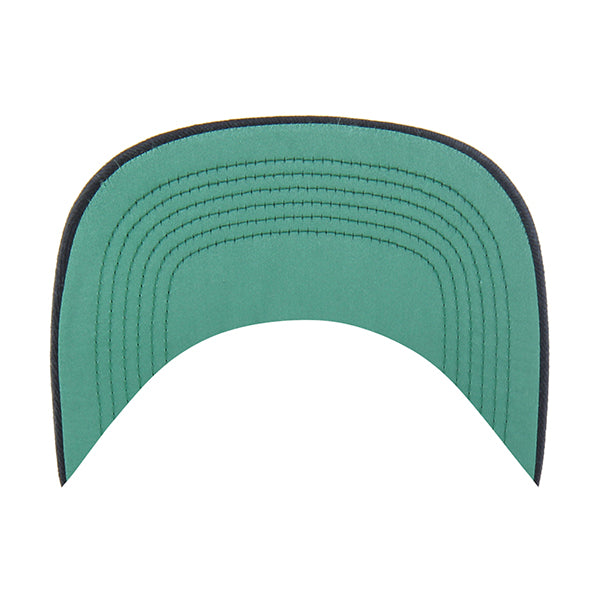 Pictured is this MLB Chain Side Stitch Boston Red Sox ’47 CLEAN UP Flat Brim cap in navy. 5