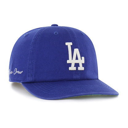 Pictured is this MLB Chain Side Stitch Los Angeles Dodgers ’47 CLEAN UP Flat Brim cap in blue. 1