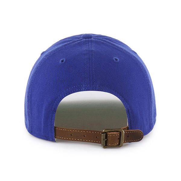 Pictured is this MLB Chain Side Stitch Los Angeles Dodgers ’47 CLEAN UP Long Visor cap in blue. 4